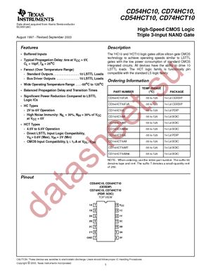 CD74HC10MTE4 datasheet  